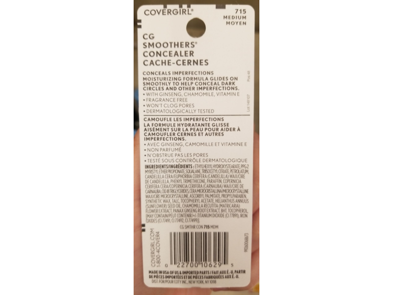 CoverGirl Smoothers Concealer, Medium 715, 0.14 oz/4 g
