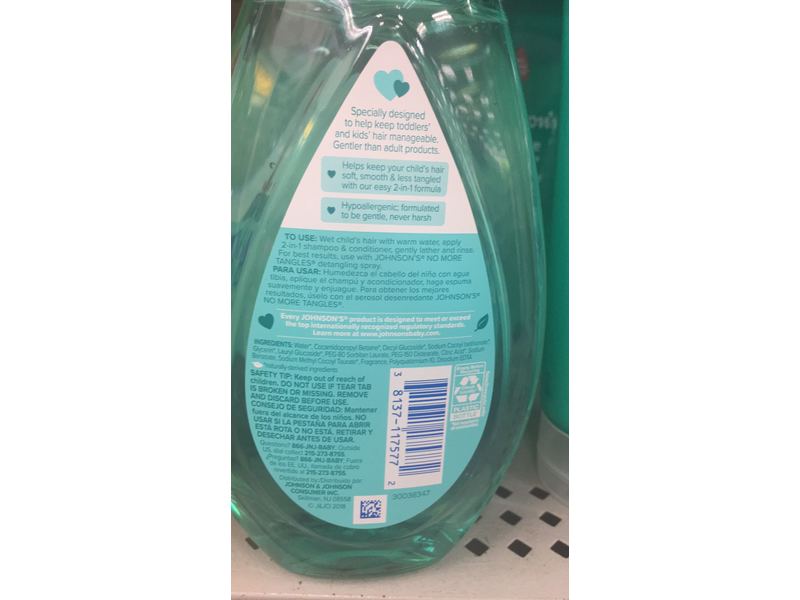 Johnson's Baby No More Tangles 2-In-1 Shampoo & Conditioner, 13.6 fl oz/400 mL