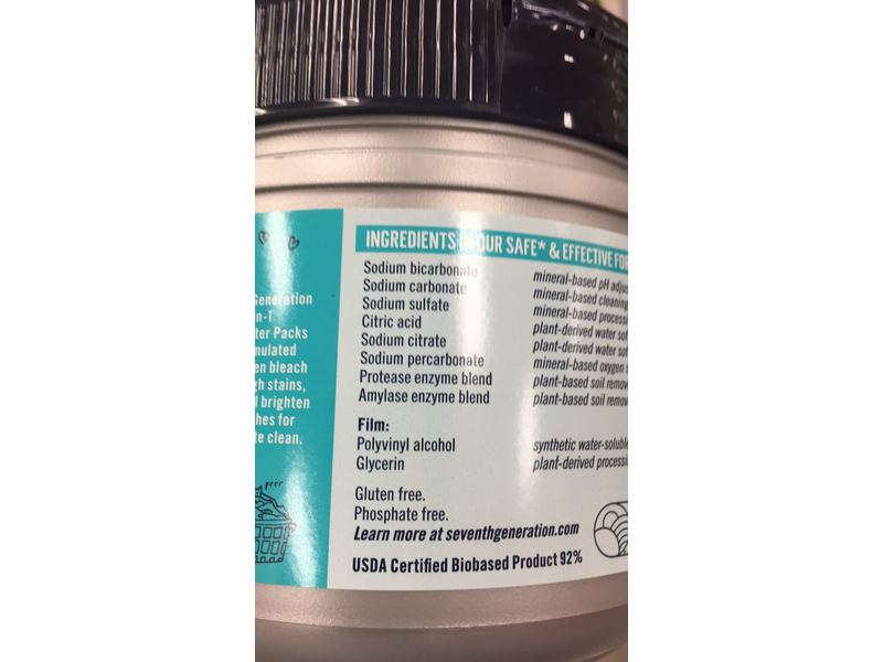 Seventh Generation 3-In-1 Oxy Booster Packs, Free & Clear, 17.6 oz/500 g, 25 Count