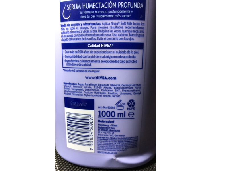 Nivea Soft Milk Body Cream, Piel Seca, 1000 mL