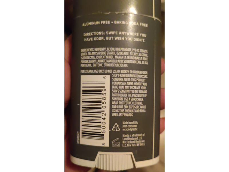 Mando Smooth Solid Deodorant, Unscented, 2.6 oz/73.7 g