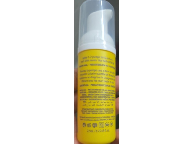 Benefit The Porefessional Tight 'N Toned Pore-Refining Toning Foam, AHA + PHA, 0.75 fl oz/22 mL