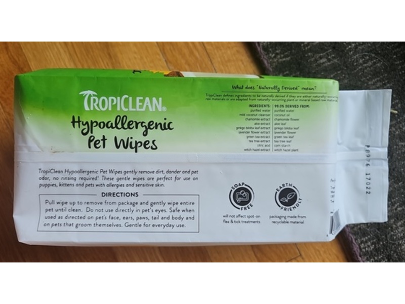 Tropiclean Pet Wipes, Deodorizing, 100 Count