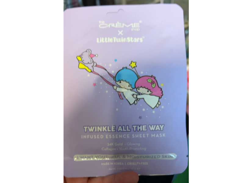 The Creme Shop x Little Twin Stars Twinkle All The Way Infused Essence Sheet Mask, 24K Gold & Collagen, 0.84 fl oz/25 mL