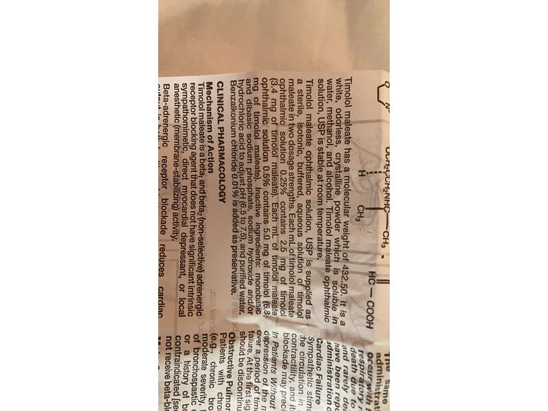 Timolol Maleate Ophthalmic Solution 0.5%, 5 mL, Sandoz (RX)