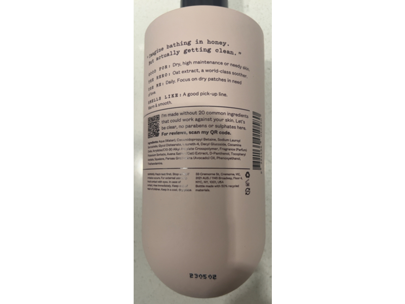 Frank Body Nourishing Body Wash, Oat Extract, 12.17 fl oz/360 mL