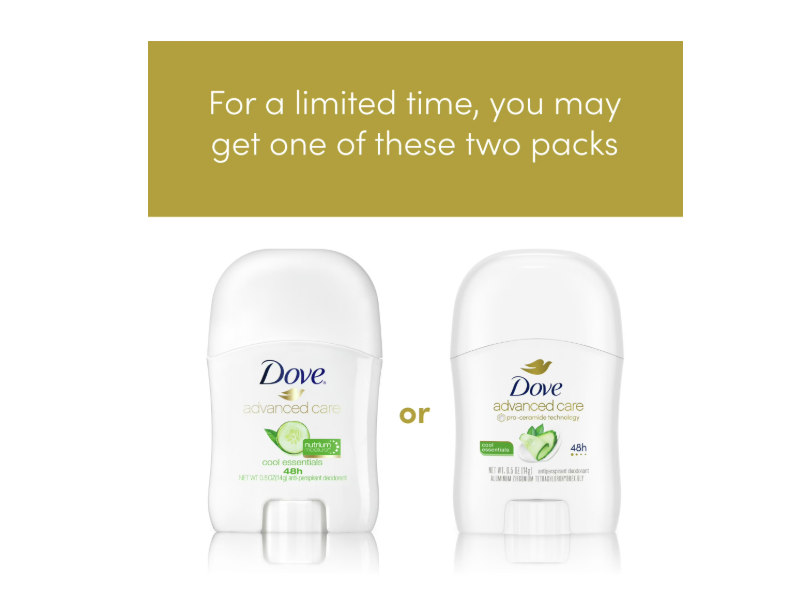 Dove Advanced Care Antiperspirant, Cool Essentials, 0.5 oz/14 g