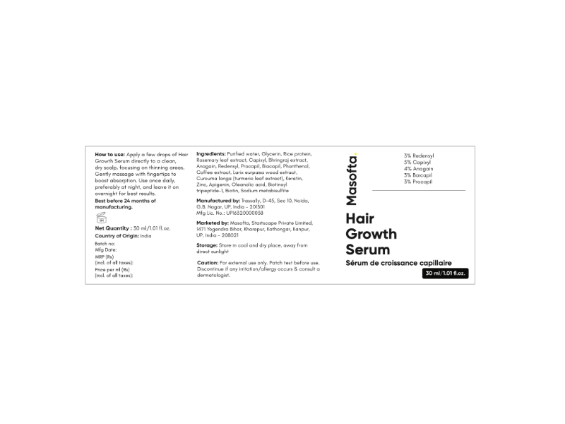 Masofta Hair Growth Serum, 1.01 fl oz/30 mL