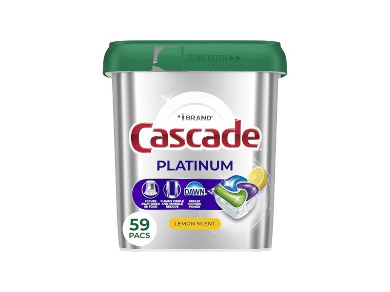 Cascade Platinum Dishwasher Pods, Lemon Scent, 31.4 oz/903 g, 59 Count