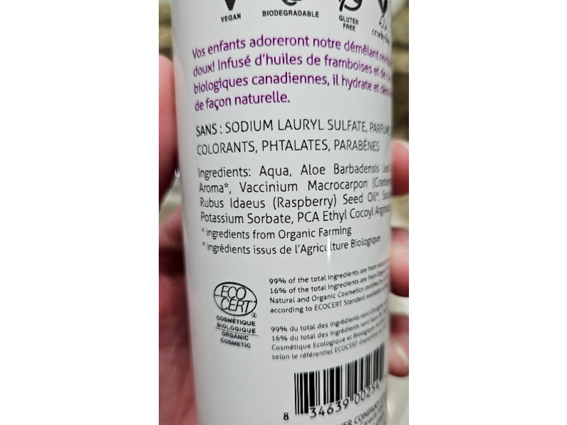 Green Beaver Natural Kids Conditioning Detangler, Berry Blast, 250 mL