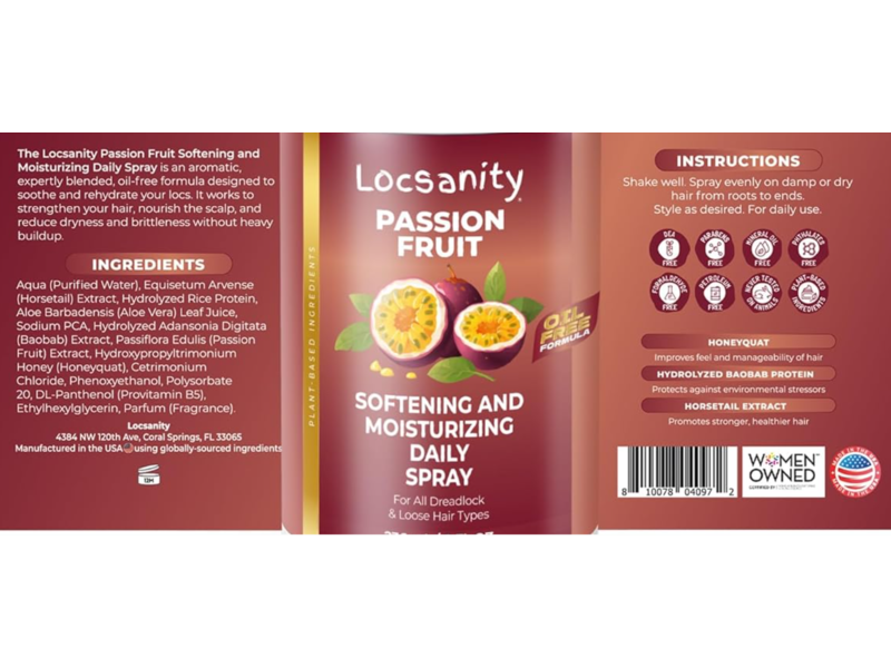Locsanity Softening & Moisturizing Daily Spray, Passion Fruit, 8 fl oz/236 mL