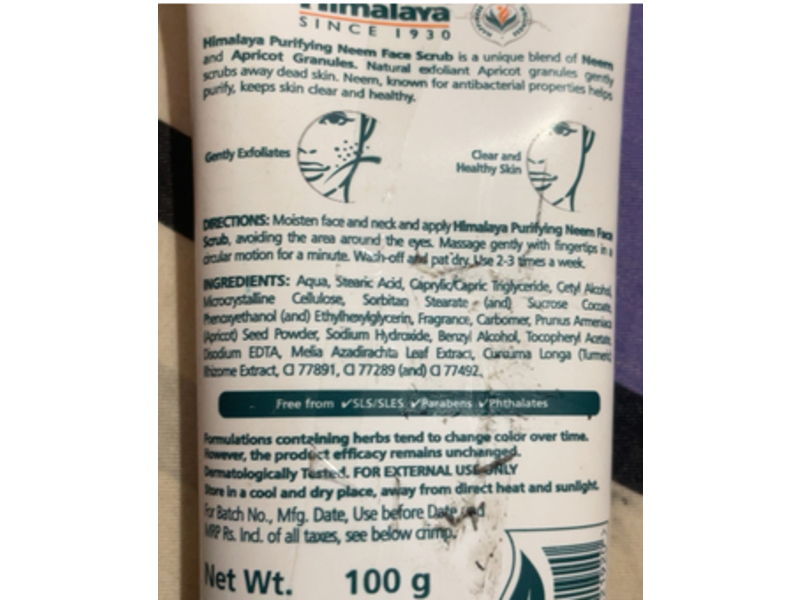 Himalaya Purifying Face Scrub, Neem + Apricot, 100g