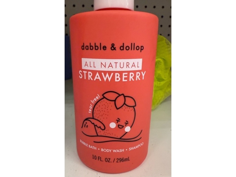 Dabble & Dollop Bubble Bath + Body Wash & Shampoo, Strawberry, 10 fl oz/296 mL, Pack Of 2