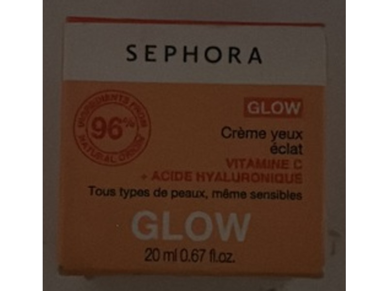 Sephora Glow Brightening Eye Cream, Vitamin C + Hyaluronic Acid, 0.67 fl oz/20 mL