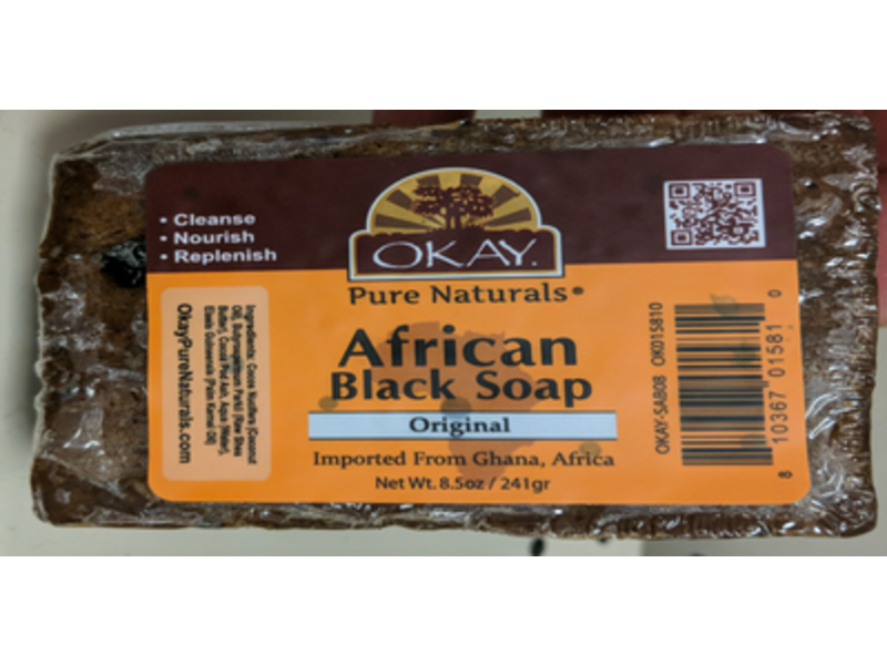 Okay Pure Naturals African Black Soap, Original, 8 oz/241 g