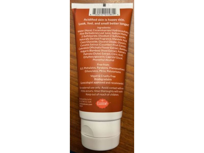 Lume Acidified Body Wash, sandalwood Citrus, 2 fl oz/59 mL