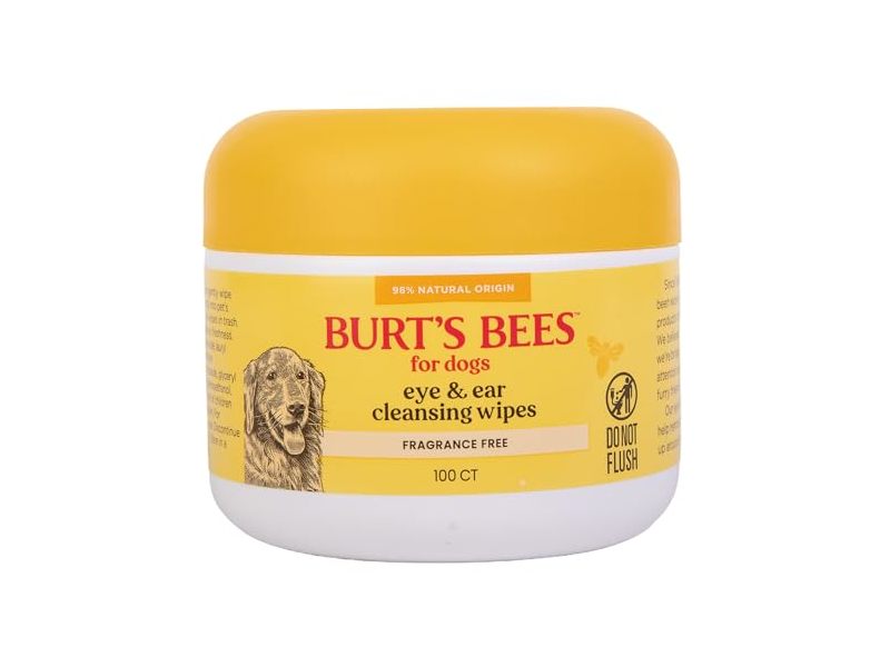 Burt's Bees Dogs Eye & Ear Cleansing Wipes, Fragrance Free, 100 Count