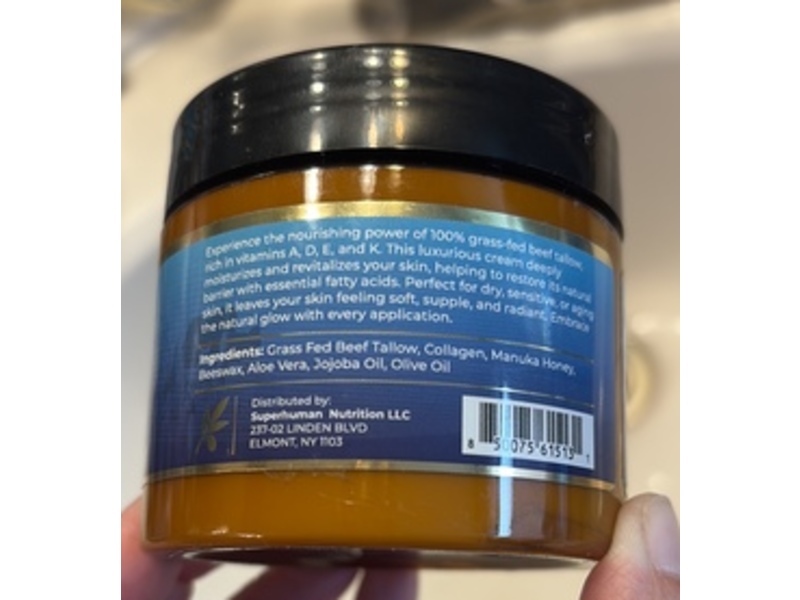 Okaga Whipped Tallow Moisturizer Face & Body Cream, Beef Tallow + Collagen + Manuka Honey + Beeswax, 5 oz/141 g