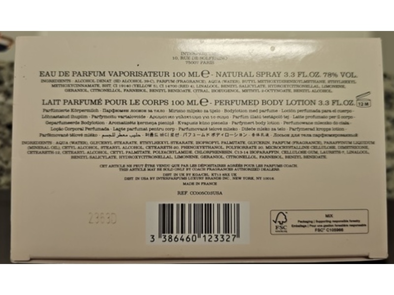 Coach New York Travel Set, Natural Spray + Perfumed Body Lotion, 3.3 fl oz