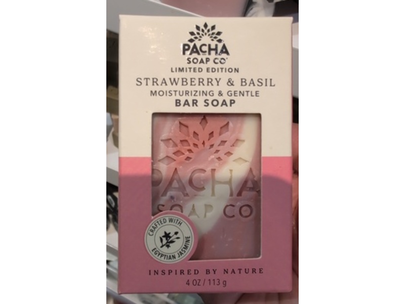 Pacha Soap Co Moisturizing & Gentle Bar Soap, Strawberry & Basil, 4 oz/113 g