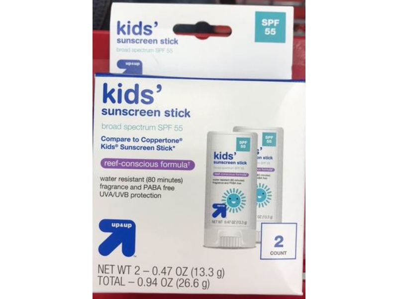 up&up Kids Sunscreen Stick, SPF 55, 0.94 oz/26.6 g, 2 Count