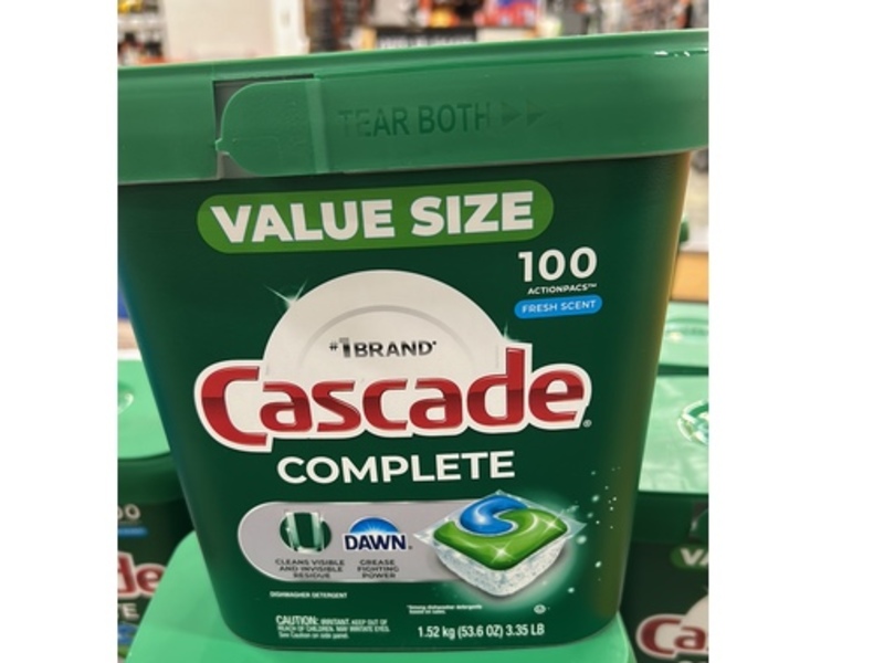 Cascade Complete Dishwasher Detergent, Fresh Scent, 100 Pac, 53.6 oz/1.52 kg