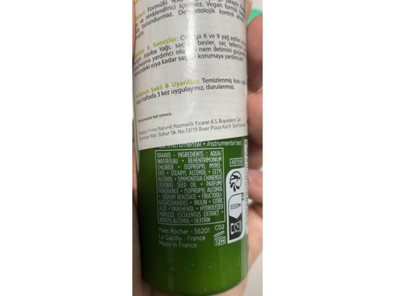 Yves Rocher Anti- Breakage Heat Protective Fortifying Hair Serum, Organic Jojoba, 3.3 fl oz/100 mL