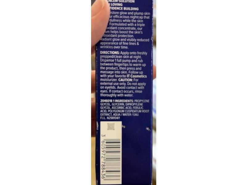 it Cosmetics Confidence in Your Beauty Sleep Serum, Plump & Radiance, 1.0 fl 0z/30 mL