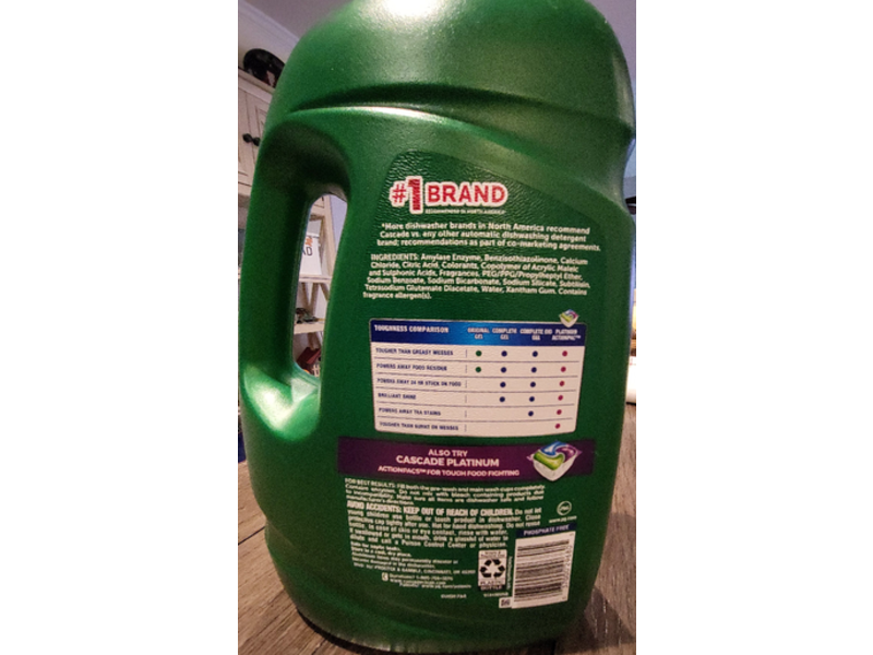 Cascade Complete Deep Hygienic Cleaning Dishwasher Detergent, Fresh Sent, 125 oz/3.54 kg