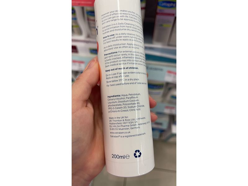 Cetraben 2-In-1 Daily Cleansing Cream, 200 mL