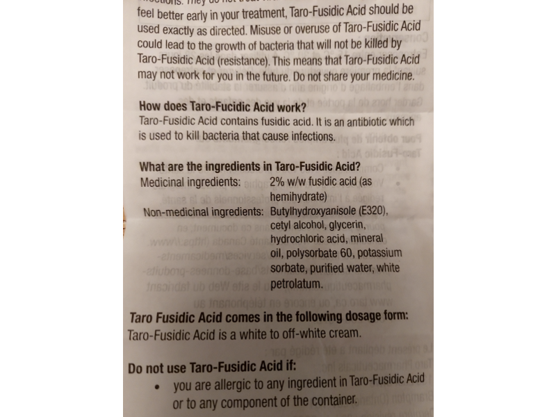 Taro Fusidic Acid Cream, Topical Antibiotic, 30 g