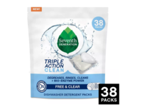 Seventh Generation Triple Action Clean Dishwasher Detergent Packs, Free & Clear, 21.3 oz/604 g, 38 Count - thumbnail 1