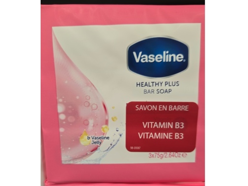 Vaseline Healthy Plus Healty Bright Vitamin B3 Bar Soap, Vaseline & Jelly, 2.64 oz/75 g, Pack Of 3