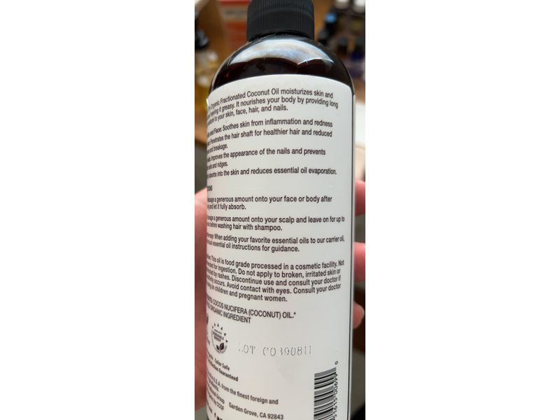 Purad'or Organic Fractionated Coconut Oil, 16 fl oz/473 mL