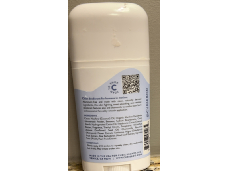Curie Clean Deodorant, Coconut Nectar, 2 oz/56.7 g