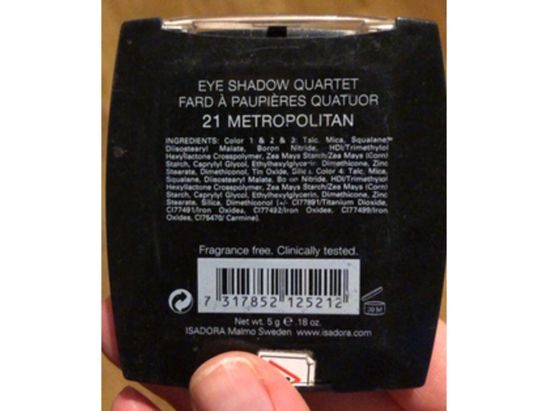 Isadora Eye Shadow Quartet, 21 Metropolitan, Fragrance Free, 0.18 oz/5 g
