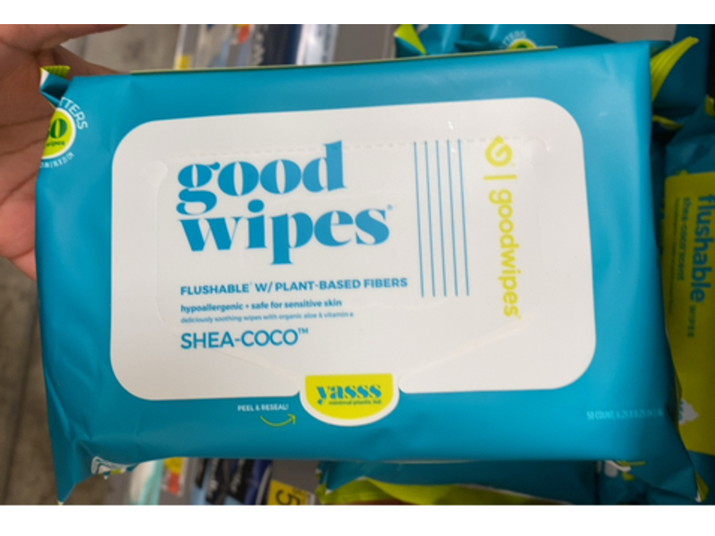 Good Wipes Flushable Plant Based Fiber Wipes, Shea-Coco, 50 Count