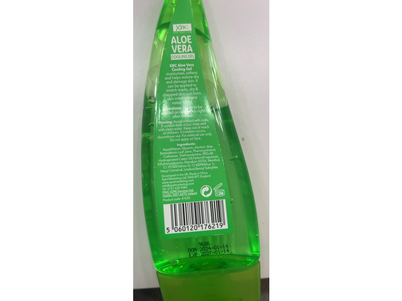 Xbc Cooling Gel, Aloe Vera, 5.07 fl oz/150 mL