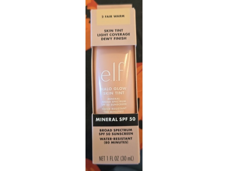 e.l.f. Cosmetics Halo Glow Skin Tint, SPF 50, 2 Fair Warm, 1 fl oz/30 mL