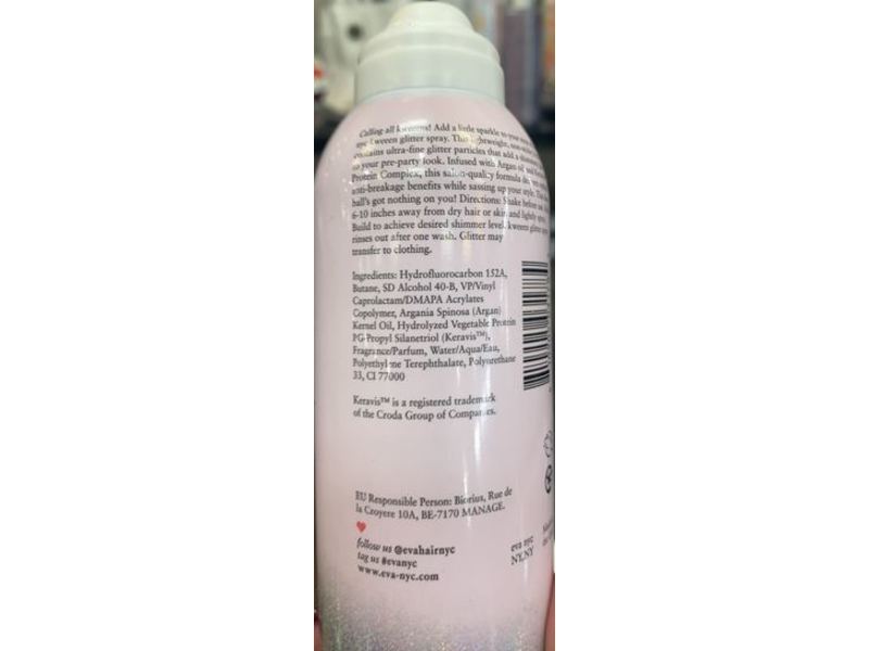 Eva Nyc Kween Glitter Spray, Kervis +Argan Oil + Silver Glitter, 4.9 oz/138.9 g