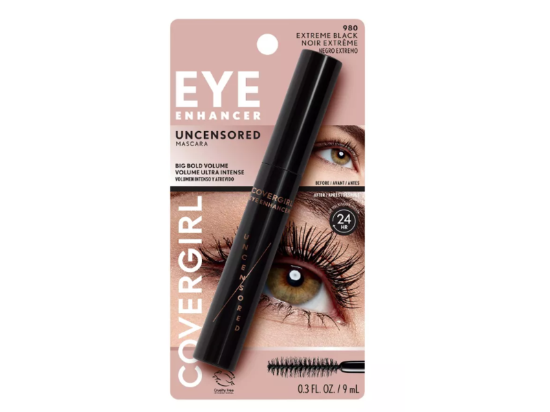 CoverGirl Eye Enhancer Uncensored Mascara, 980 Extreme Black, 0.3 fl oz/9 mL