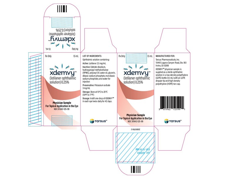 Xdemvy (lotilaner ophthalmic solution), 0.25%, 1.5 mL, Tarsus (RX)