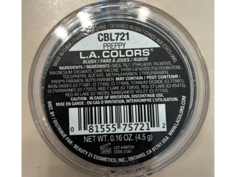L.A. Colors Rad Rouge Blush, Preppy, 0.16 oz/4.5 g, Pack Of 2