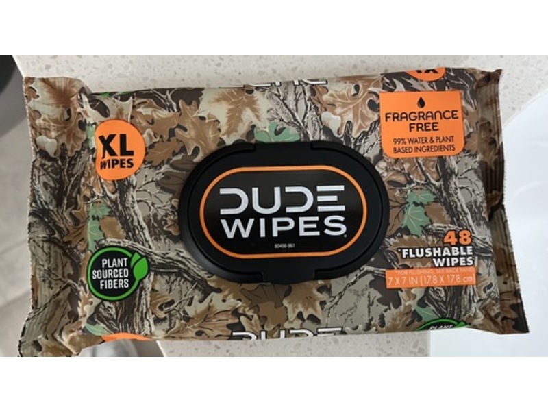 Dude Wipes Fragrance Free Flushable Wipes, XL, Pack Of 48, 6 Packs