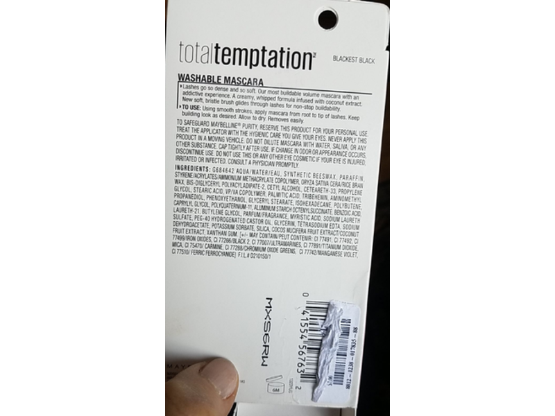 Maybelline Total Temptation Mascara, Blackest Black, 0.27 fl oz/8.25 mL, 2 Count