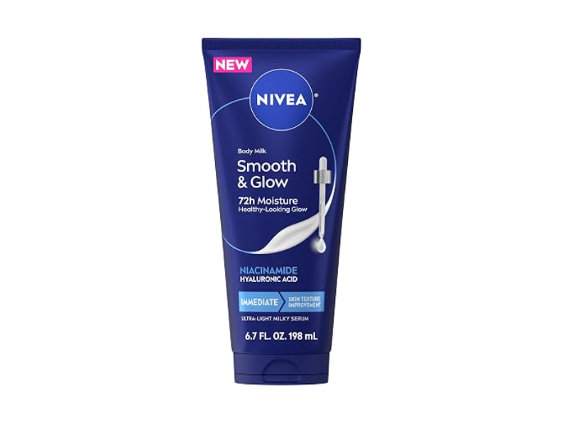 Nivea Smooth & Glow Body Milk, Niacinamide & Hyaluronic Acid, 6.7 fl oz/198 mL