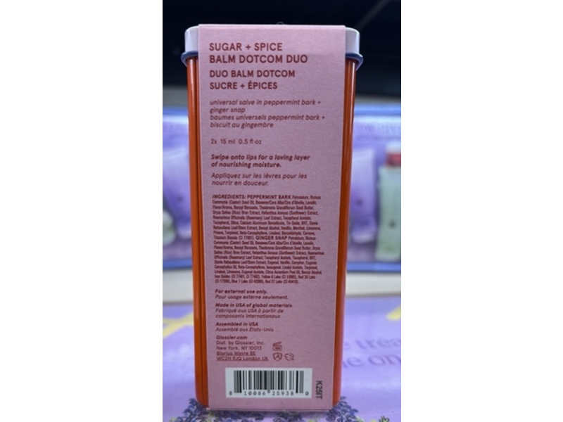 Glossier Balm Sugar + Spice Balm Dotcom Duo, Peppermint Bark & Ginger Snap, 0.5 fl oz/15 mL