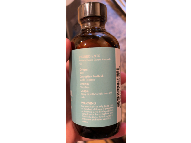 Pure Body Naturals Sweet Almond Oil, 4 fl oz/118 mL