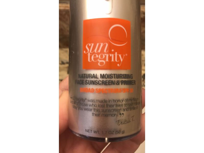 Suntegrity Natural Moisturizing Face Sunscreen & Primer, Broad Spectrum SPF 30, 1.7 oz
