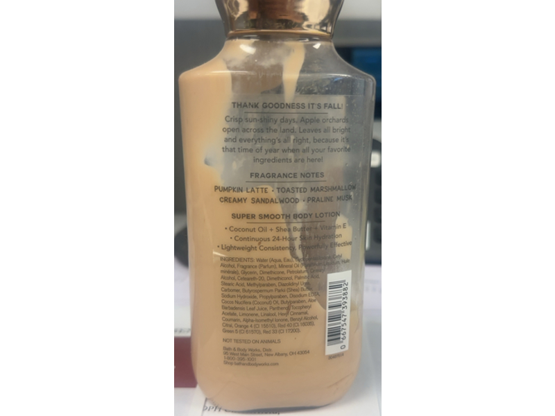 Bath & Body Works Super Smooth Body Lotion, Marshmallow Pumpkin Latte, 8 fl oz/236 mL